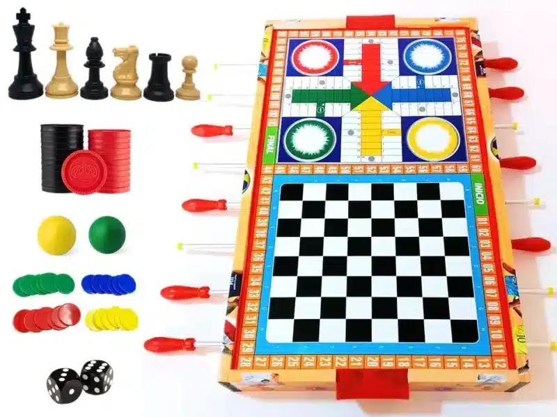 FULBITO DE MESA MANO DE MADERA REVERSIBLE - 5 JUEGOS EN 1 - Imagen 2