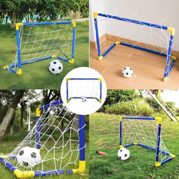ARCO DE FÚTBOL ARMABLE RESISTENTE PARA NIÑOS CON RED + PELOTA + INFLADOR - Imagen 7