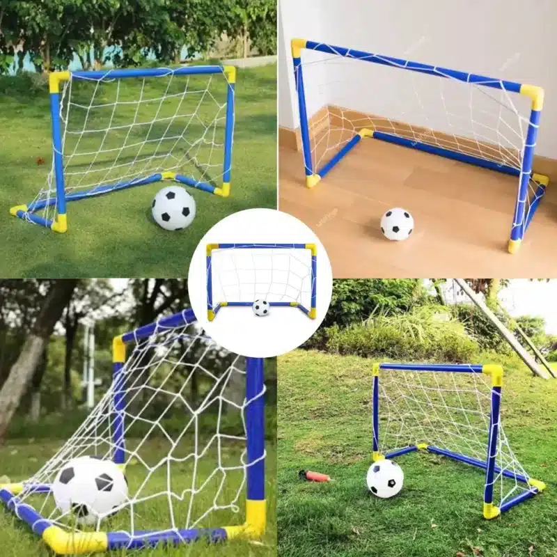 ARCO DE FÚTBOL ARMABLE RESISTENTE PARA NIÑOS CON RED + PELOTA + INFLADOR - Imagen 7