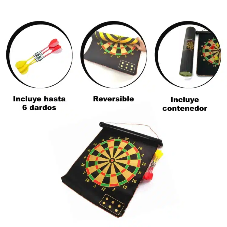 JUEGO DE TIRO AL BLANCO CON 6 DARDOS IMANTADOS - REVERSIBLE - Imagen 2