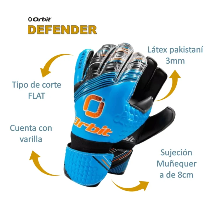 GUANTES PARA ARQUERO FÚTBOL DEFENDER ORBIT JUNIOR - Imagen 2
