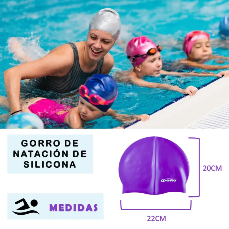 GORRO PARA NATACIÓN SILICONA TALLA ESTÁNDAR PORTO - Imagen 4