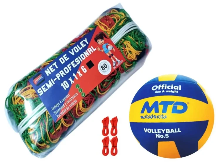 PACK VÓLEY NET SEMIPRO Nº 80 BLANCO MÁS PELOTA GOMA TALLA #5 - Imagen 4