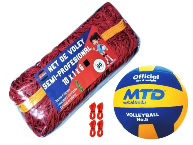 PACK VÓLEY NET SEMIPRO Nº 80 BLANCO MÁS PELOTA GOMA TALLA #5 - Imagen 5