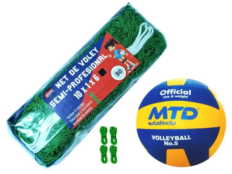 PACK VÓLEY NET SEMIPRO Nº 80 BLANCO MÁS PELOTA GOMA TALLA #5 - Imagen 7