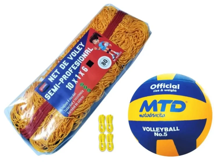 PACK VÓLEY NET SEMIPRO Nº 80 BLANCO MÁS PELOTA GOMA TALLA #5 - Imagen 6
