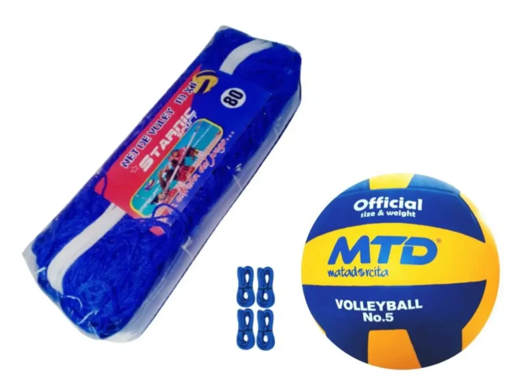 PACK VÓLEY NET SEMIPRO Nº 80 BLANCO MÁS PELOTA GOMA TALLA #5 - Imagen 3