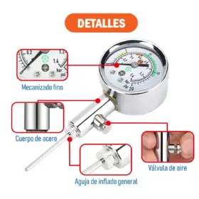 Alternative view of MEDIDOR DE AIRE TIPO RELOJ BARÓMETRO DE BALÓN CON VÁLVULA DE LIBERACIÓN DE AIRE PORTÁTIL SHOWGOL
