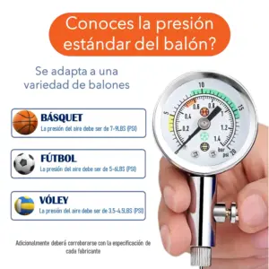 MEDIDOR DE AIRE TIPO RELOJ BARÓMETRO DE BALÓN CON VÁLVULA DE LIBERACIÓN DE AIRE PORTÁTIL SHOWGOL - Imagen 9