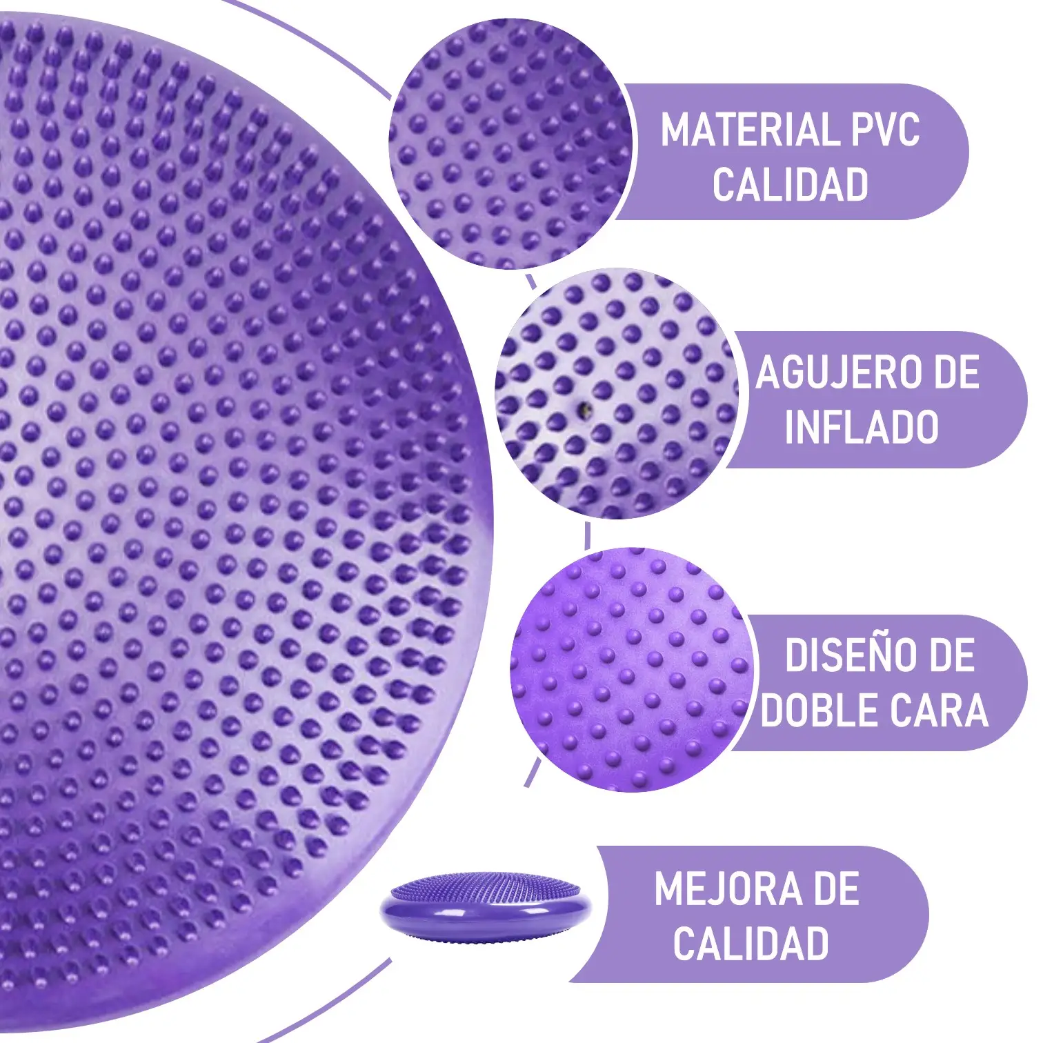 DISCO DE EQUILIBRIO CON INFLADOR PILATES YOGA FITNESS - Imagen 2