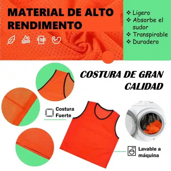 CHALECOS DEPORTIVOS MANGA CERO - PACK DE 6 UNIDADES - Imagen 3