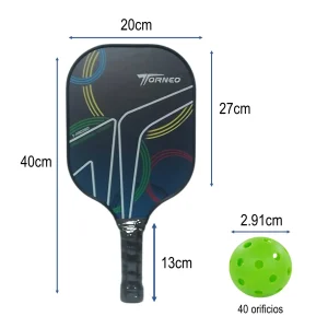 SET DE RAQUETAS PICKLEBALL PADDLE PROFESIONAL FIBRA DE VIDRIO PRO 350 TORNEO - Imagen 5