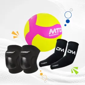 KIT PARA VÓLEY PREMIUM PELOTA PU #5 + RODILLERA GEL + MANGA