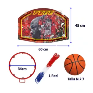 PACK PARA BÁSQUET TABLERO PARA MÁS ARO Y PELOTA OFICIAL TALLA #7 - RECREATIVO - Imagen 3