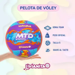PELOTA PARA VÓLEY #5 GOMA FOAM EXTRA SUAVE LIVIANITA MTD - Imagen 3