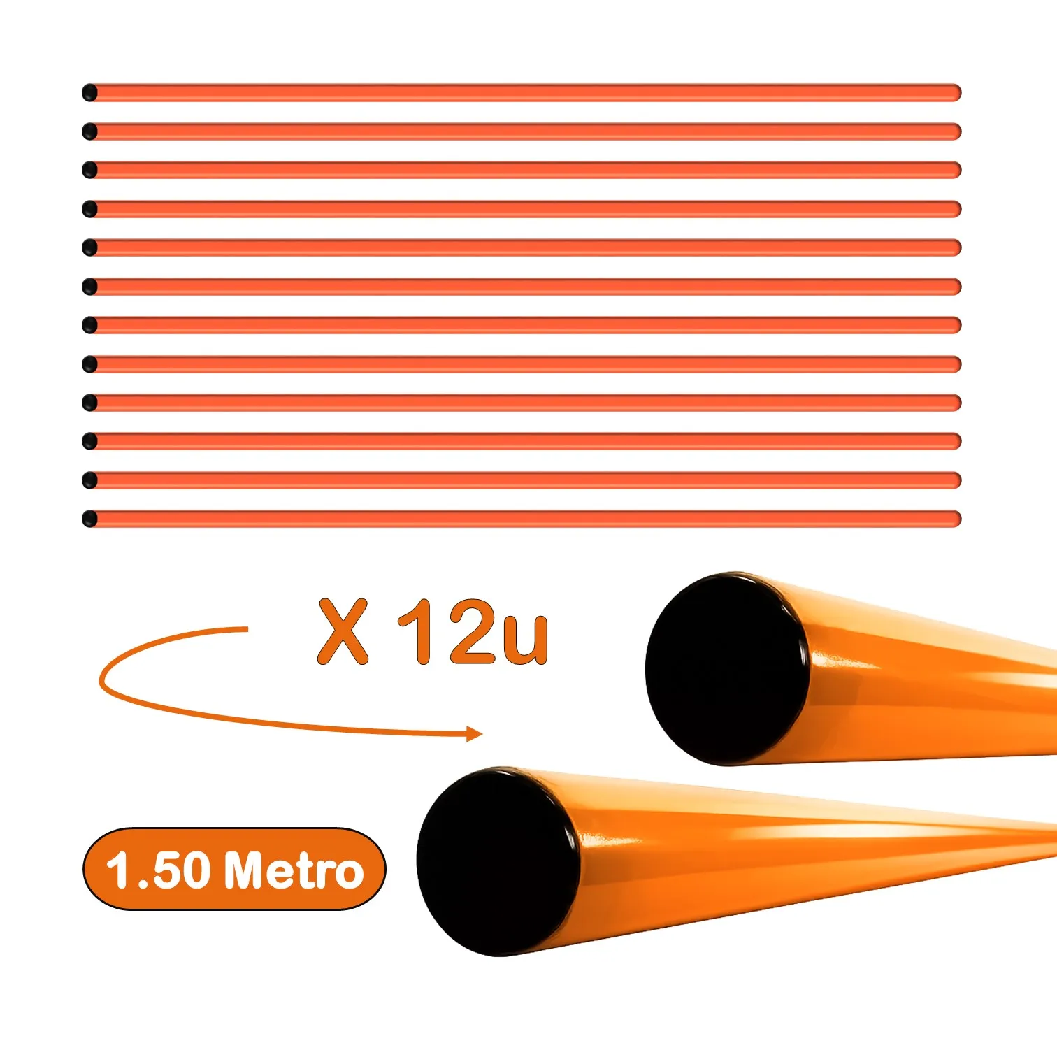 PACK DE 12 UNIDADES VARILLA DE PVC PARA ENTRENAMIENTO DE 1.50 METRO