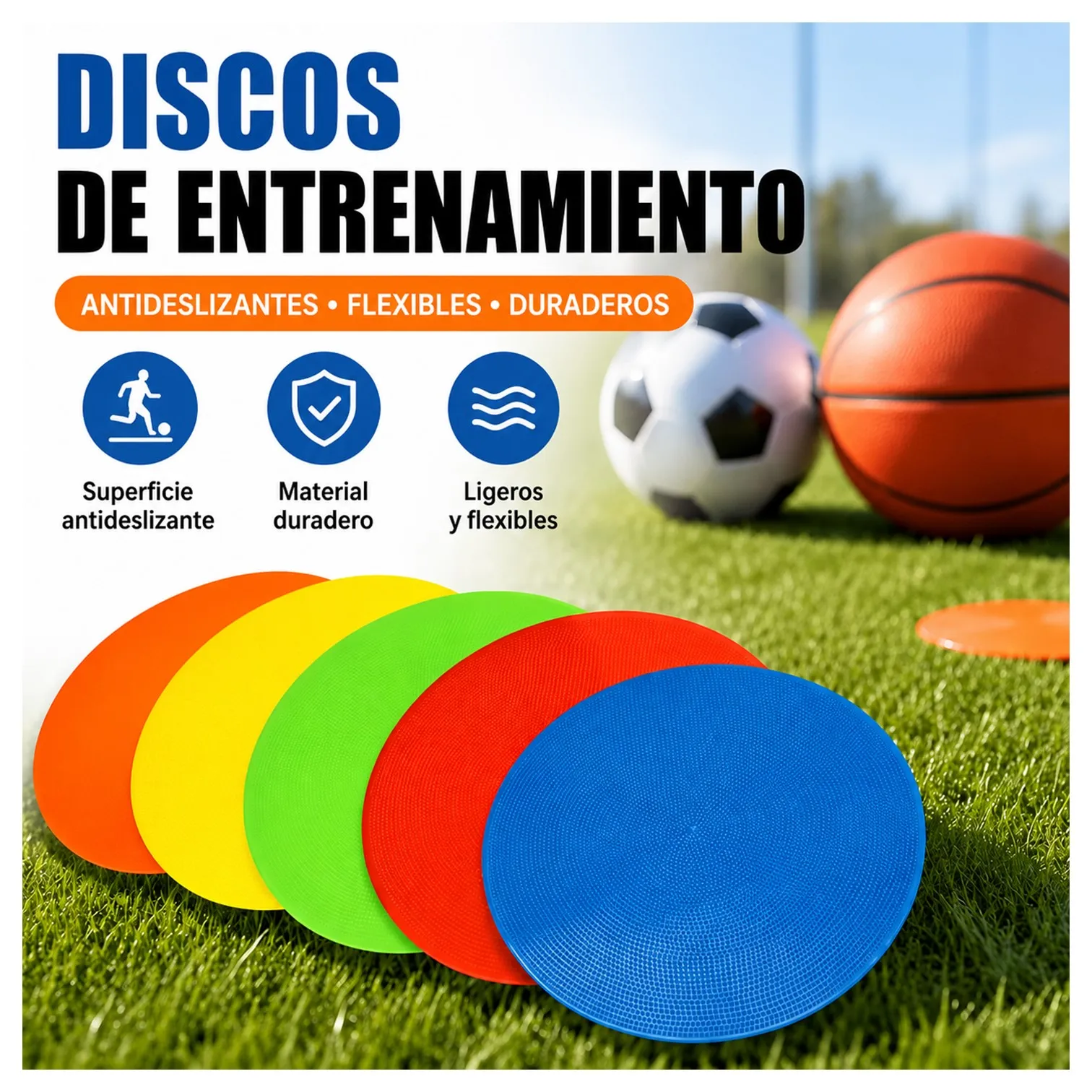 PLATILLOS PLANOS DISCOS DE PVC PARA ENTRENAMIENTO DEPORTIVO 12 UNIDADES - Imagen 2